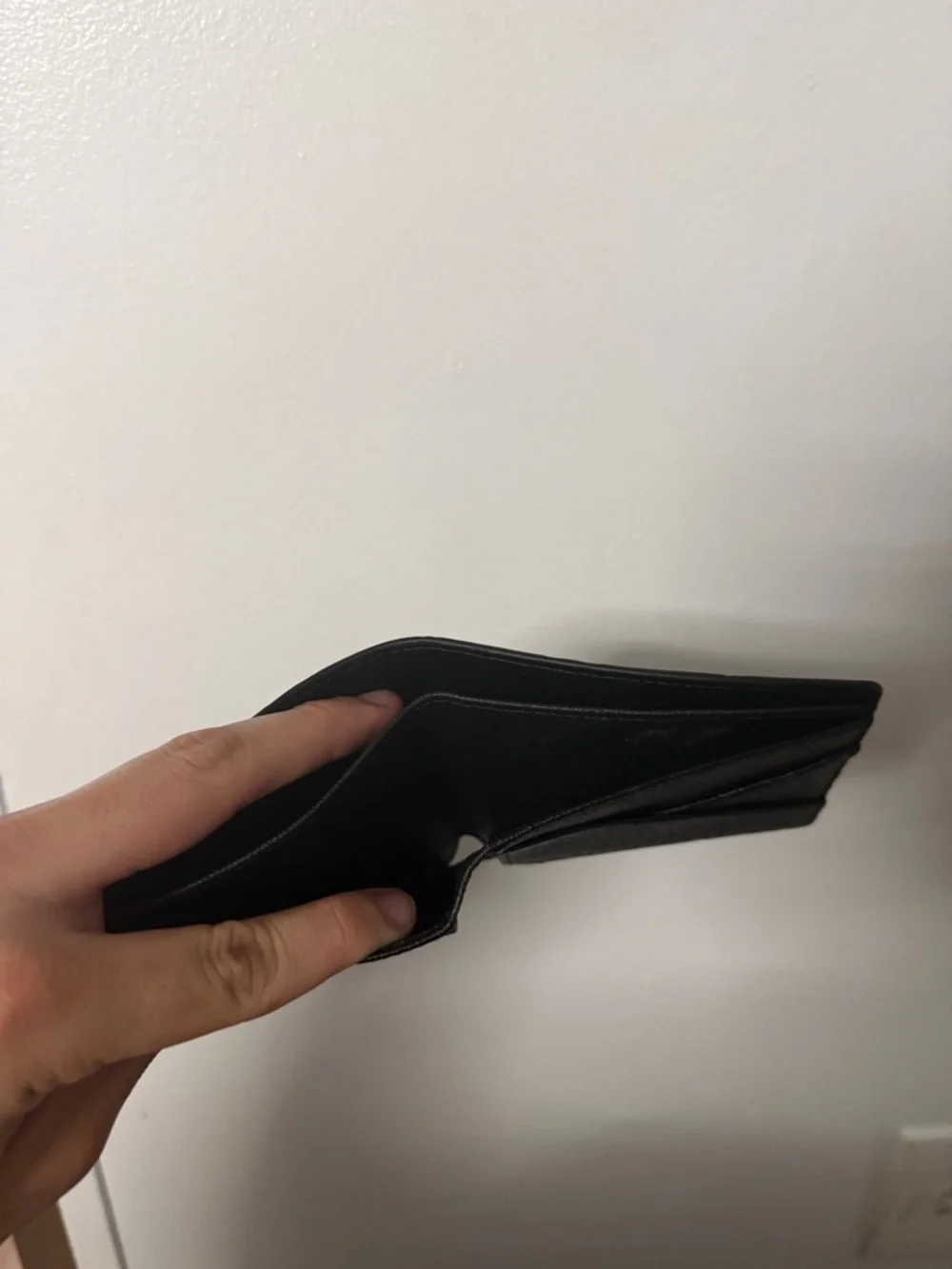 Men's Black Embossed Monogram Leather Money Clip - Luxury Logo Detail